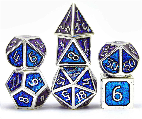 Juego de mesa de dados de metal sólido de polvo dorado brillante Dragon And Dungeon DND RPG
