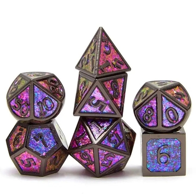 Juego de mesa de dados de metal sólido de polvo dorado brillante Dragon And Dungeon DND RPG