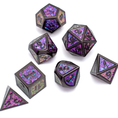 Juego de mesa de dados de metal sólido de polvo dorado brillante Dragon And Dungeon DND RPG