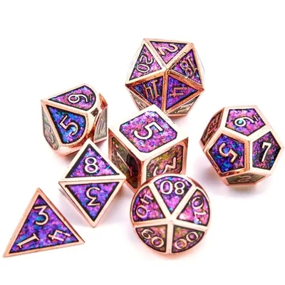 Juego de mesa de dados de metal sólido de polvo dorado brillante Dragon And Dungeon DND RPG