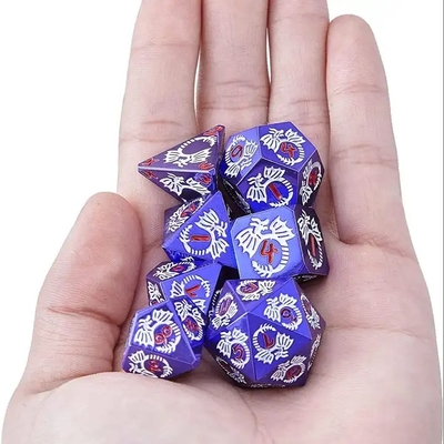 Conjunto de dados de metal sólido multifacético DND RPG Colorido Juego de mesa de Dragón Volador Crucho