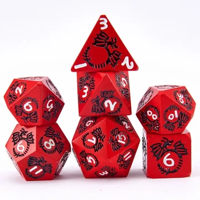 Conjunto de dados de metal sólido multifacético DND RPG Colorido Juego de mesa de Dragón Volador Crucho
