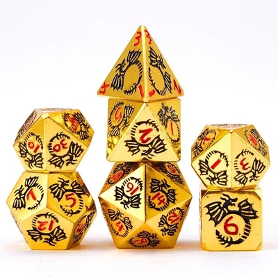 Conjunto de dados de metal sólido multifacético DND RPG Colorido Juego de mesa de Dragón Volador Crucho