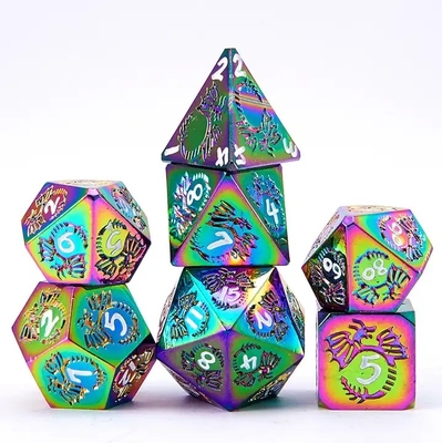 Conjunto de dados de metal sólido multifacético DND RPG Colorido Juego de mesa de Dragón Volador Crucho