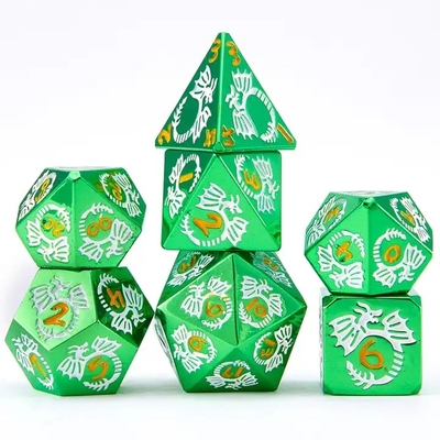 Conjunto de dados de metal sólido multifacético DND RPG Colorido Juego de mesa de Dragón Volador Crucho