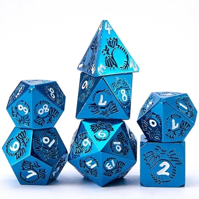 Conjunto de dados de metal sólido multifacético DND RPG Colorido Juego de mesa de Dragón Volador Crucho