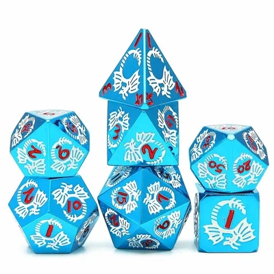 Conjunto de dados de metal sólido multifacético DND RPG Colorido Juego de mesa de Dragón Volador Crucho