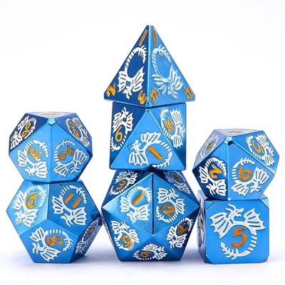 Conjunto de dados de metal sólido multifacético DND RPG Colorido Juego de mesa de Dragón Volador Crucho