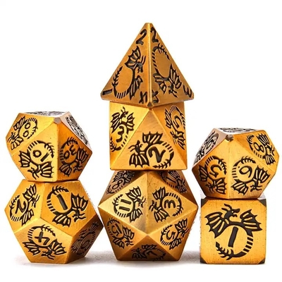 Conjunto de dados de metal sólido multifacético DND RPG Colorido Juego de mesa de Dragón Volador Crucho