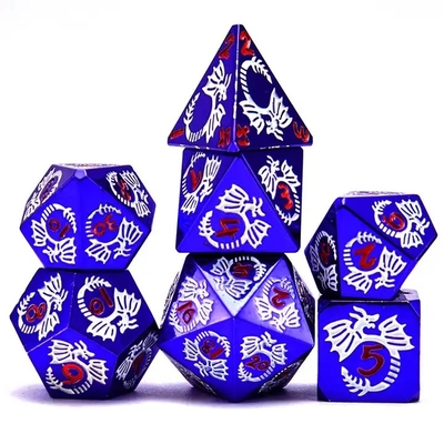 Conjunto de dados de metal sólido multifacético DND RPG Colorido Juego de mesa de Dragón Volador Crucho
