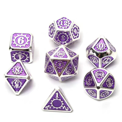 Colorido juego de mesa de dados de piezas de metal Kuusu DND RPG