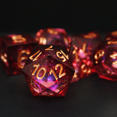 Red Flow Sand Liquid Resin Dice Set RPG DND COC Grupo de ejecución