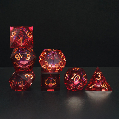 Red Flow Sand Liquid Resin Dice Set RPG DND COC Grupo de ejecución