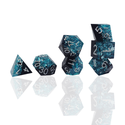 Material de resina azul negro juego de dados dragón y mazmorra poliédrico
