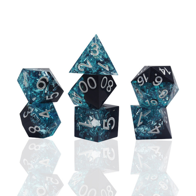 Material de resina azul negro juego de dados dragón y mazmorra poliédrico