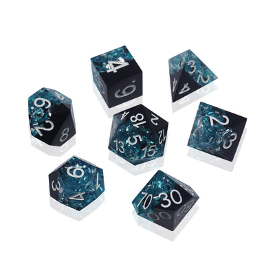 Material de resina azul negro juego de dados dragón y mazmorra poliédrico