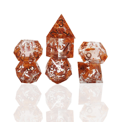 Yellow Flurry Line RPG Resin Dice Set Krusu DND para regalos y colecciones