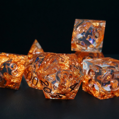 Yellow Flurry Line RPG Resin Dice Set Krusu DND para regalos y colecciones