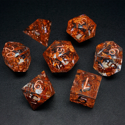 Yellow Flurry Line RPG Resin Dice Set Krusu DND para regalos y colecciones