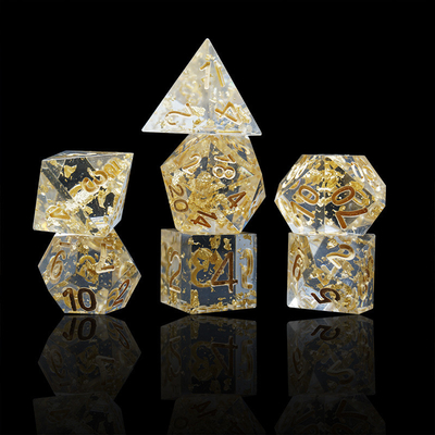 Artesanía de papel de oro de resina RPG juego de dados Dragón y conducto#Dnd#Rpg#Coc