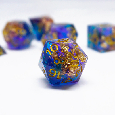 Set de dados de resina de papel de oro azul personalizado en varios colores#Rpg#Dnd#Coc