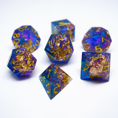 Set de dados de resina de papel de oro azul personalizado en varios colores#Rpg#Dnd#Coc