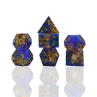 Set de dados de resina de papel de oro azul personalizado en varios colores#Rpg#Dnd#Coc