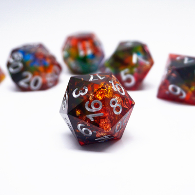 Red Gold Foil Resin Dice Set Artesanía Color personalizado#Rpg#Dnd#Coc