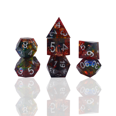 Red Gold Foil Resin Dice Set Artesanía Color personalizado#Rpg#Dnd#Coc