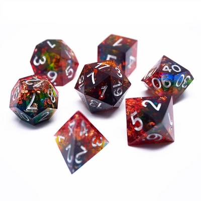 Red Gold Foil Resin Dice Set Artesanía Color personalizado#Rpg#Dnd#Coc