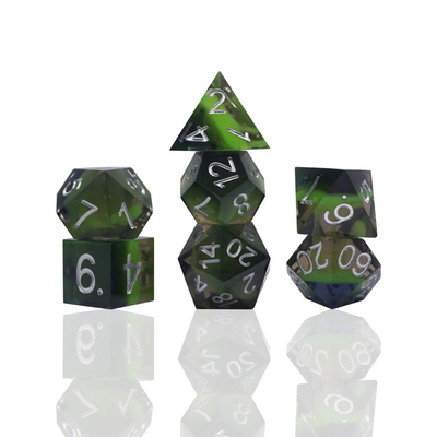 Resina verde juego de dados digitales multifacético juego de tabletas dados#rpg#dnd#coc