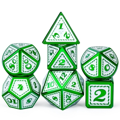 Juego de mesa multifacético de dados de metal de escala de dragón verde Dragón y mazmorra#Dnd#Coc