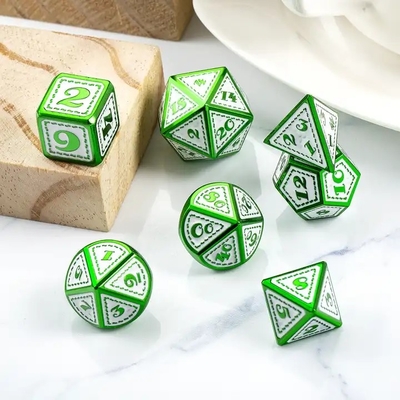 Juego de mesa multifacético de dados de metal de escala de dragón verde Dragón y mazmorra#Dnd#Coc