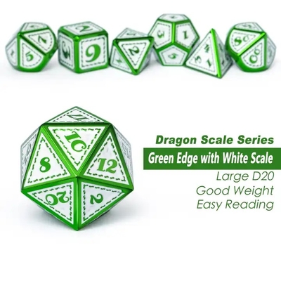Juego de mesa multifacético de dados de metal de escala de dragón verde Dragón y mazmorra#Dnd#Coc