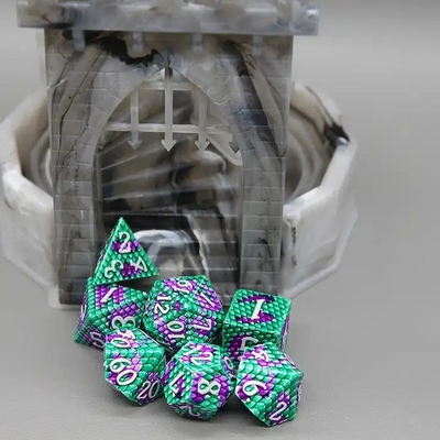Python Texture Metal Dice Set juego de escritorio con múltiples caras