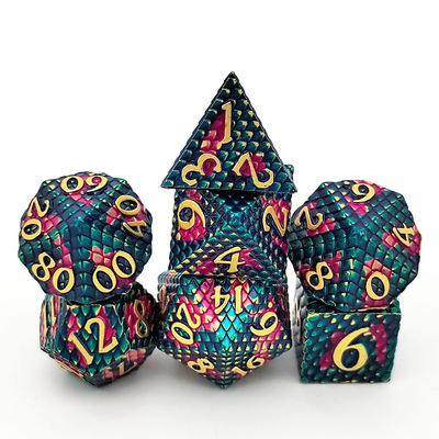Python Texture Metal Dice Set juego de escritorio con múltiples caras