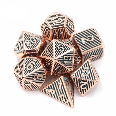 Juego de escritorio de dados de metal vertical multiface Dnd Rpg Coc Color bronce