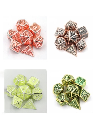 Juego de escritorio de dados de metal vertical multiface Dnd Rpg Coc Color bronce