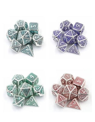 Juego de escritorio de dados de metal vertical multiface Dnd Rpg Coc Color bronce