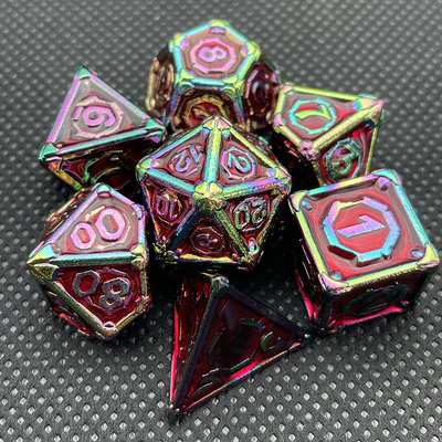 Juego de escritorio portátil de dados de metal multi-cara Dnd Rpg Coc