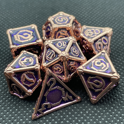 Juego de escritorio portátil de dados de metal multi-cara Dnd Rpg Coc