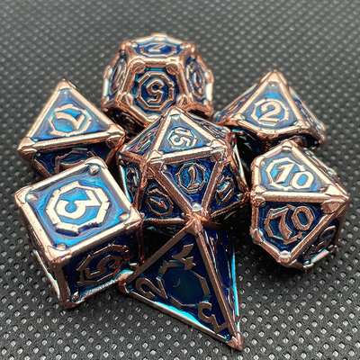 Juego de escritorio portátil de dados de metal multi-cara Dnd Rpg Coc