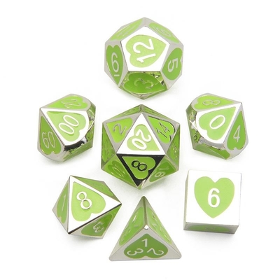 Green Peach Heart Metal Multi-Flag RPG Dice Set Dnd Coc estilo de lujo