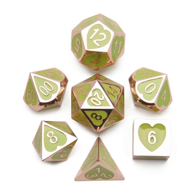 Green Peach Heart Metal Multi-Flag RPG Dice Set Dnd Coc estilo de lujo