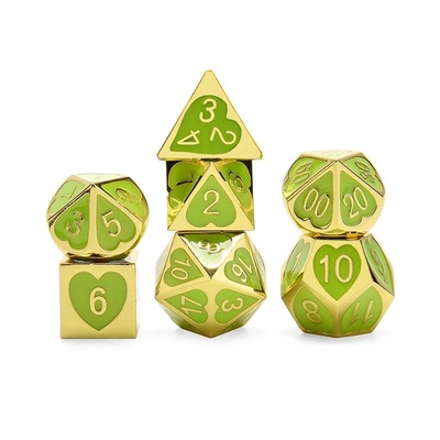 Green Peach Heart Metal Multi-Flag RPG Dice Set Dnd Coc estilo de lujo
