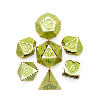 Green Peach Heart Metal Multi-Flag RPG Dice Set Dnd Coc estilo de lujo