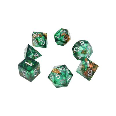 Juego de escritorio multifacético de resina natural de oro de papel verde Dice Border Gate