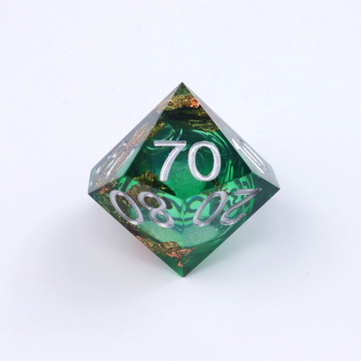 Juego de escritorio multifacético de resina natural de oro de papel verde Dice Border Gate