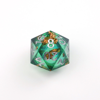 Juego de escritorio multifacético de resina natural de oro de papel verde Dice Border Gate