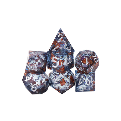 Juego de escritorio multifacético de resina natural de oro de papel gris Dice Border Gate